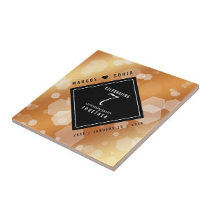 Azulejo De Cerâmica Celebração do Aniversário do Casamento de Cobre 7 