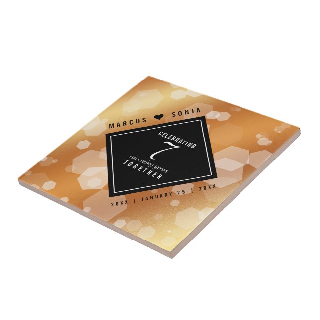 Azulejo De Cerâmica Celebração do Aniversário do Casamento de Cobre 7  (Lateral)