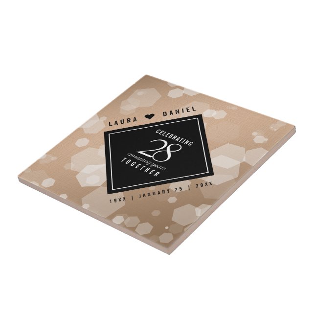 Azulejo De Cerâmica Celebração do Aniversário do Casamento Linen 28 (Lateral)