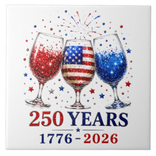 Azulejo De Cerâmica Celebração do Copo de Vinho Patriótico de 250 Anos