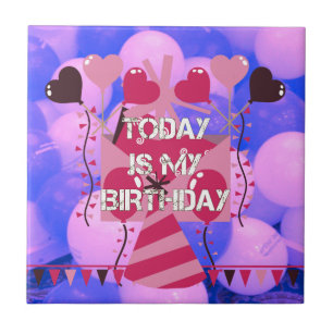 Azulejo De Cerâmica Celebrando Minhas Abençoações Felizes De Aniversár