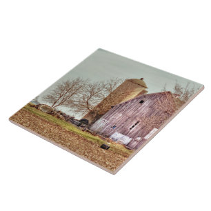 Azulejo De Cerâmica Celeiro e silo velhos