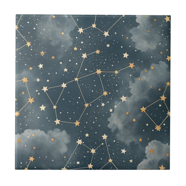 Azulejo De Cerâmica Celestial Constellation Star Pattern (5) (Frente)