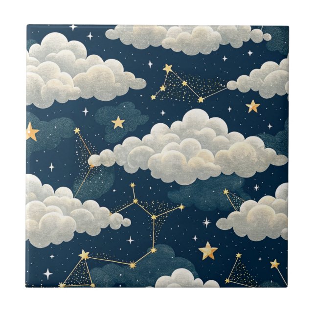 Azulejo De Cerâmica Celestial Constellation Star Pattern (6) (Frente)