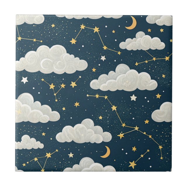 Azulejo De Cerâmica Celestial Constellation Star Pattern (8) (Frente)