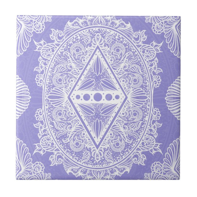 Azulejo De Cerâmica Celestial Diamond Mandala (Frente)