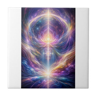 Azulejo De Cerâmica Celestial Lotus Energy – New Age Abstract Spiritua