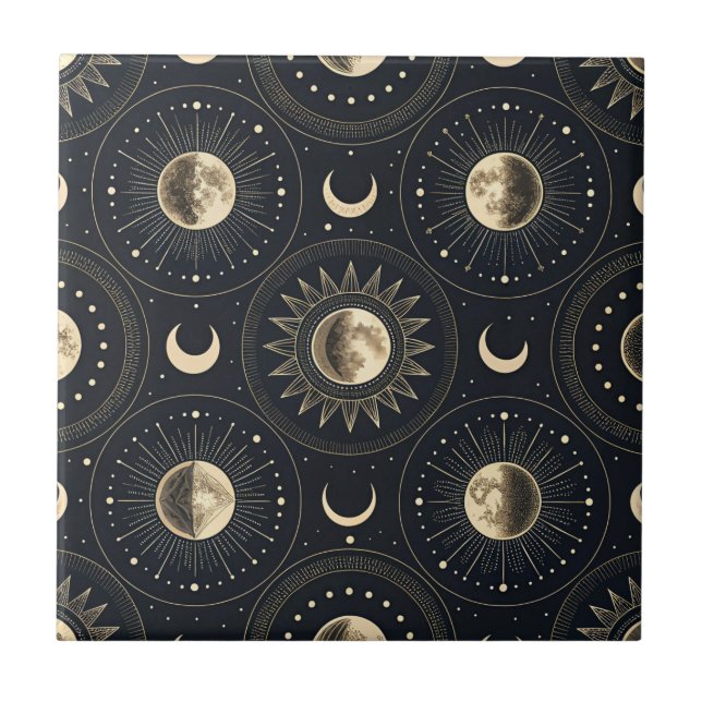 Azulejo De Cerâmica Celestial Moon Phase (4) (Frente)