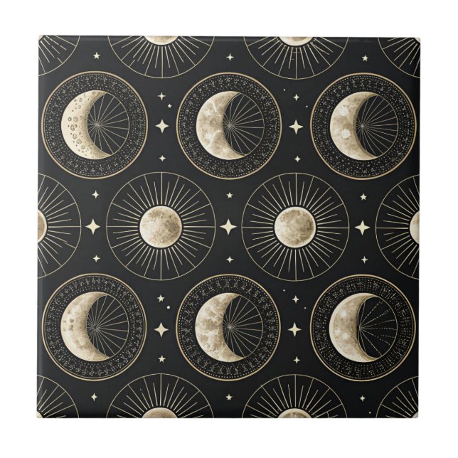 Azulejo De Cerâmica Celestial Moon Phase (5) (Frente)
