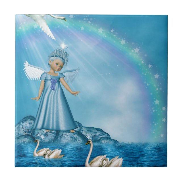 Azulejo De Cerâmica Celestial Swan Guardian (Frente)