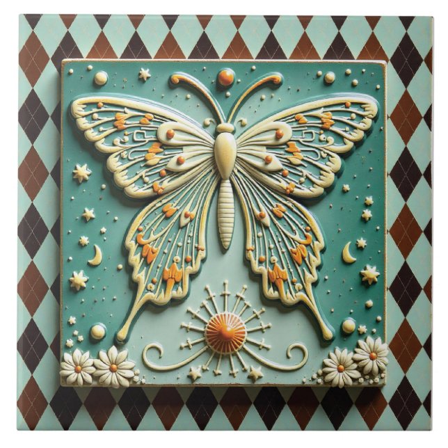 Azulejo De Cerâmica Celestial Wings at the Diamond Court (Frente)