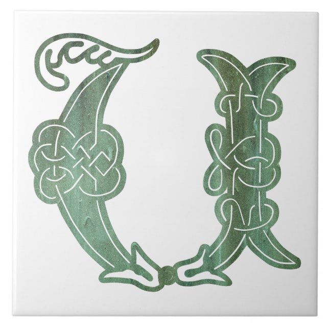 Azulejo De Cerâmica Celtic Knot Decorative Capital U Cera (Frente)