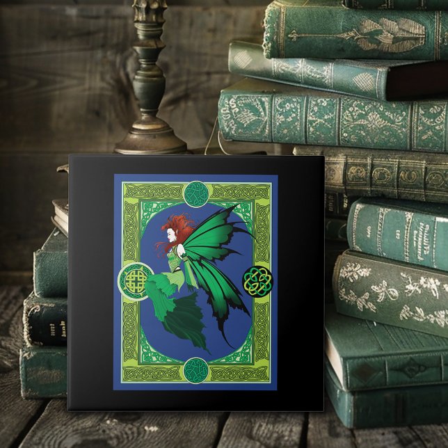 Azulejo De Cerâmica Celtic Knot Trabalha Fada Verde (Criador carregado)