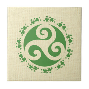 Azulejo De Cerâmica Celtic Triskelion & Shamrocks
