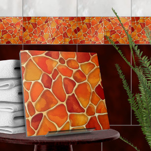 Azulejo De Cerâmica Células de cor vermelha e laranja abstrato