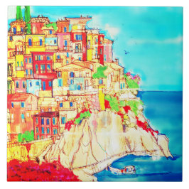 Azulejo De Cerâmica Cena da Costa Italiana Contemporânea