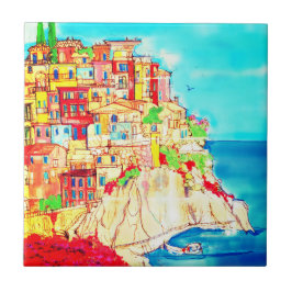 Azulejo De Cerâmica Cena da Costa Italiana Contemporânea
