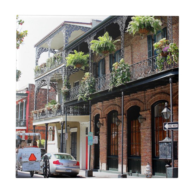 Azulejo De Cerâmica Cena da rua de Nova Orleães (Frente)