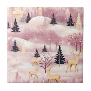 Azulejo De Cerâmica Cena de Inverno Rosa Caprichosa (1)