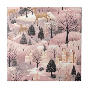 Azulejo De Cerâmica Cena de Inverno Rosa Caprichosa (4)
