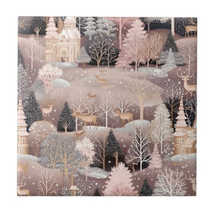 Azulejo De Cerâmica Cena de Inverno Rosa Caprichosa (5)
