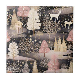 Azulejo De Cerâmica Cena de Inverno Rosa Caprichosa (6)