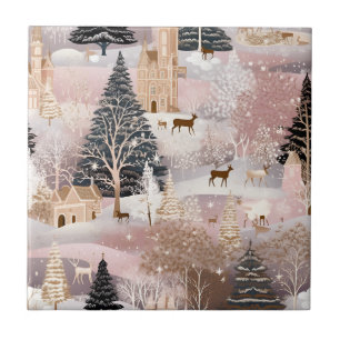 Azulejo De Cerâmica Cena de Inverno Rosa Caprichosa (8)
