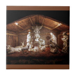 Azulejo De Cerâmica Cena de Natividade da Cena do Jovem de Natal