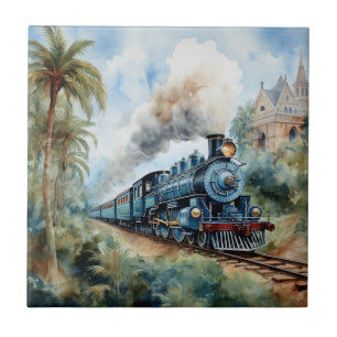 Azulejo De Cerâmica Cena de paisagem com um trem vitoriano