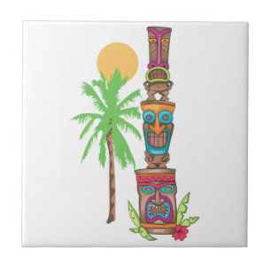 Azulejo De Cerâmica Cena de Totem Tropical