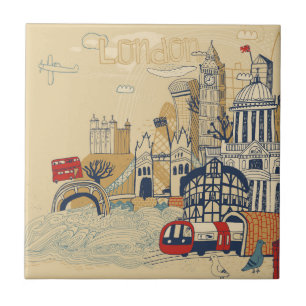 Azulejo De Cerâmica Cena do Doodle de Londres