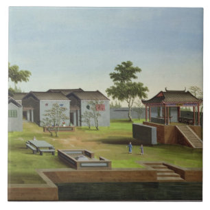 Azulejo De Cerâmica Cena do jardim, c.1820-40 (w/c no papel) 3