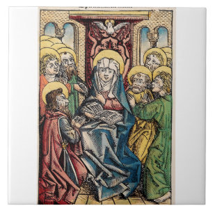 Azulejo De Cerâmica Cena do Pentecostes após o Domingo de Páscoa