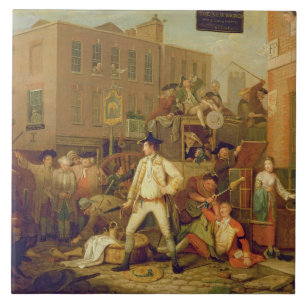 Azulejo De Cerâmica Cena em uma rua de Londres, 1770 (óleo em canvas)