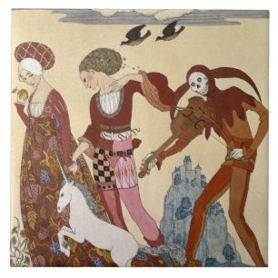 Azulejo De Cerâmica Cena medieval por Georges Barbier