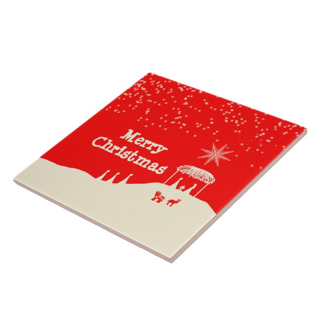 Azulejo De Cerâmica Cena Minimalista de Natal Feliz (Lateral)