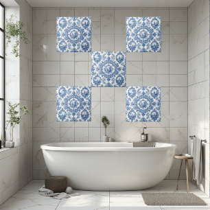 Azulejo De Cerâmica Cena Pastoral Rústica Campo Azul Toile Francês