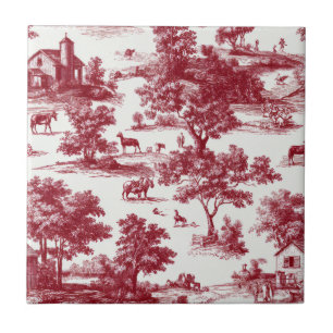 Azulejo De Cerâmica Cena Rural da Toalete Vermelha (6)