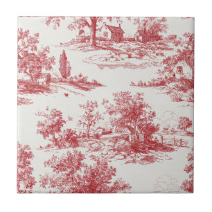 Azulejo De Cerâmica Cena Rústica em Toile Vermelho (10)