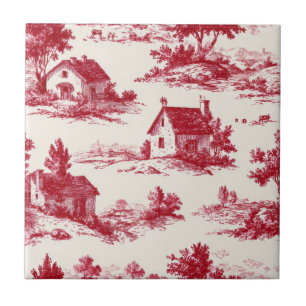 Azulejo De Cerâmica Cena Rústica em Toile Vermelho (11)