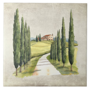 Azulejo De Cerâmica Cena Rústica Vintage Italiana Toscana Aquarela