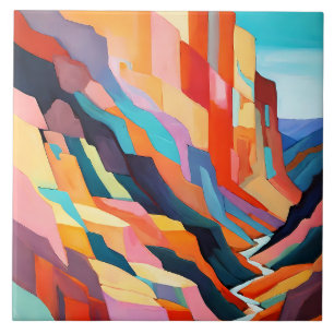 Azulejo De Cerâmica Cenário Abstrato Colorido do Sudoeste do Cânion