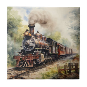 Azulejo De Cerâmica Cenário de Paisagem com um Trem Vitoriano
