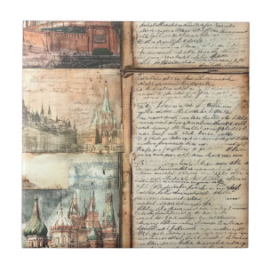 Azulejo De Cerâmica Cenário Urbano Europeu Vintage com Arte de Letra A