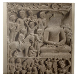 Azulejo De Cerâmica Cenas da vida de Buddha, Sarnath, Uttar Pradesh