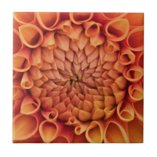 Azulejo De Cerâmica Center Orange Dahlia Flower