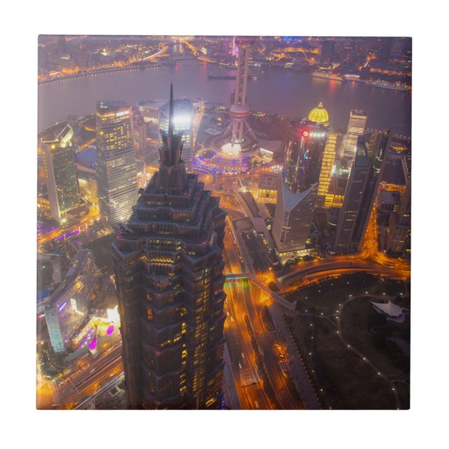 Azulejo De Cerâmica Centro da cidade de Xangai (Frente)