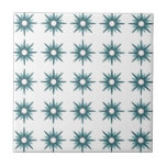 Azulejo De Cerâmica Cer de Padrão de Estrelo de Turquesa Moderna do Sé<br><div class="desc">design de inspiração moderna do século médio com padrão de estouro azul retrô turquesa em fundo branco. Design simples e limpo moderno. Crie seu próprio padrão personalizado carregando uma nova imagem ou use o botão "mensagem" para entrar em contato com o designer para obter ajuda. Para criar seu próprio design...</div>