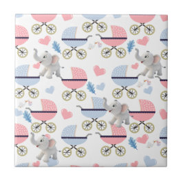 Azulejo De Cerâmica Ceramic Tile Baby Stroller Stork Elephant 