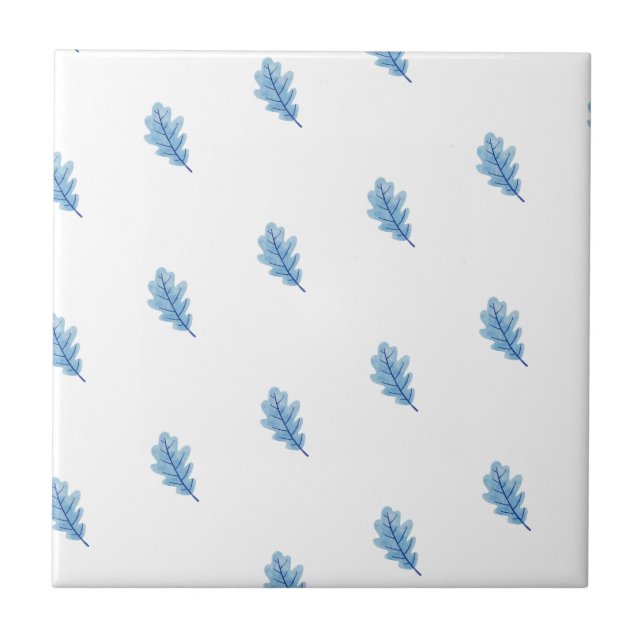 Azulejo De Cerâmica Ceramic Tile Blue Leaves  (Frente)